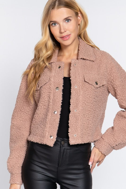 Button Down Faux Fur Jacket