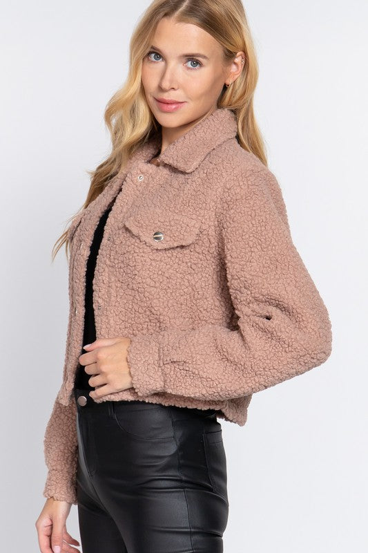 Button Down Faux Fur Jacket