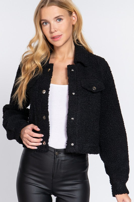 Button Down Faux Fur Jacket