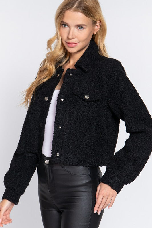 Button Down Faux Fur Jacket