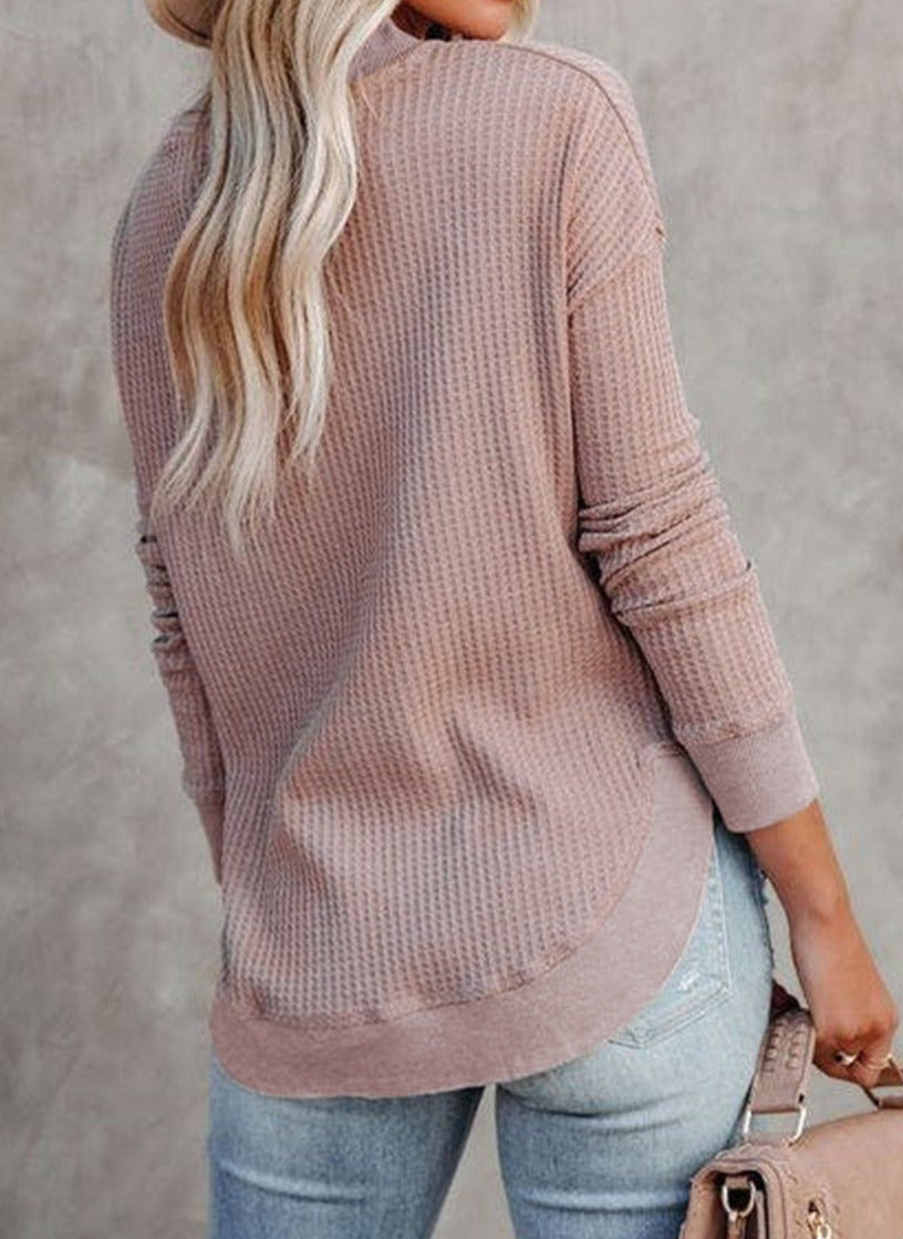 Crew Waffle Knit Top