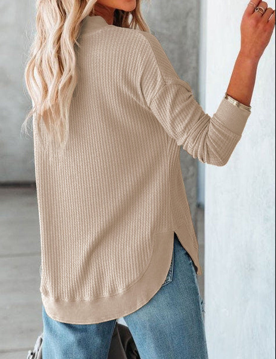 Crew Waffle Knit Top