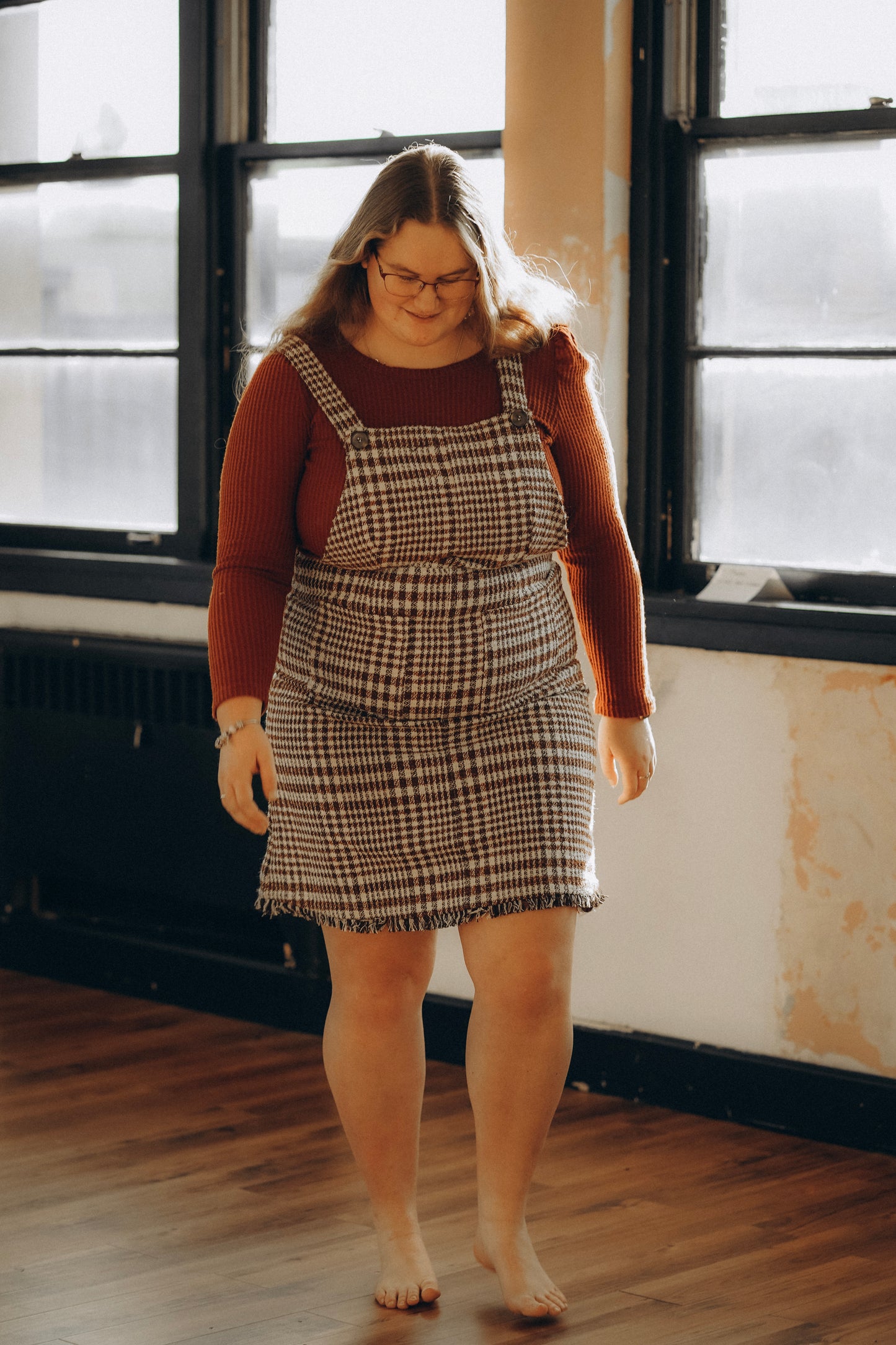 Plus Jumper Plaid Overall Dress